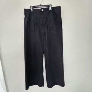 Maeve Anthropologie Colette Pants Black Wide Leg High Rise Cropped 33 Minimalist